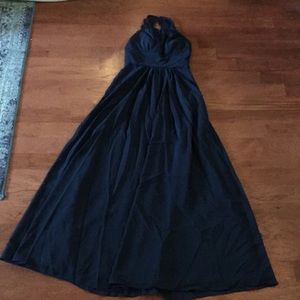 Navy long bridesmaid dress